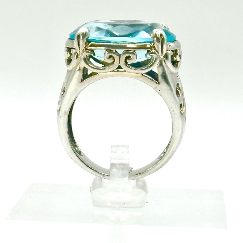 Silpada Retired Blue R2387 Cove Sterling Silver & Oval Aqua Glass Ring Size 7.5 - Picture 7 of 13